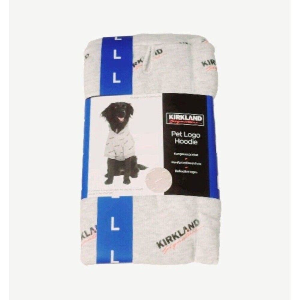 Costco Kirkland Signature Pet Logo Hoodie Gray Size L Dog 17"-20"Back/ 40-70lbs